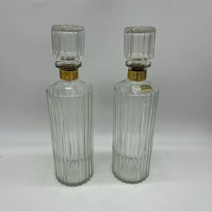 Vintage Whiskey MCM Decanter Glass Bottles Stopper Set of 2